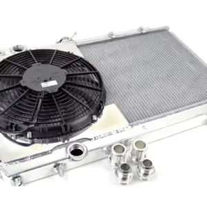 Mitsubishi Evo 7/8/9 - Full Size Slim Radiator w/ 12-inch SPAL fan & Shroud / Adjustable -16 or slip-on fittings