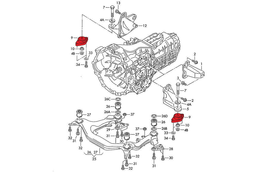 Verkline Gearbox mounts for Audi B5 S4 / RS4 Track Hardness - Image 3