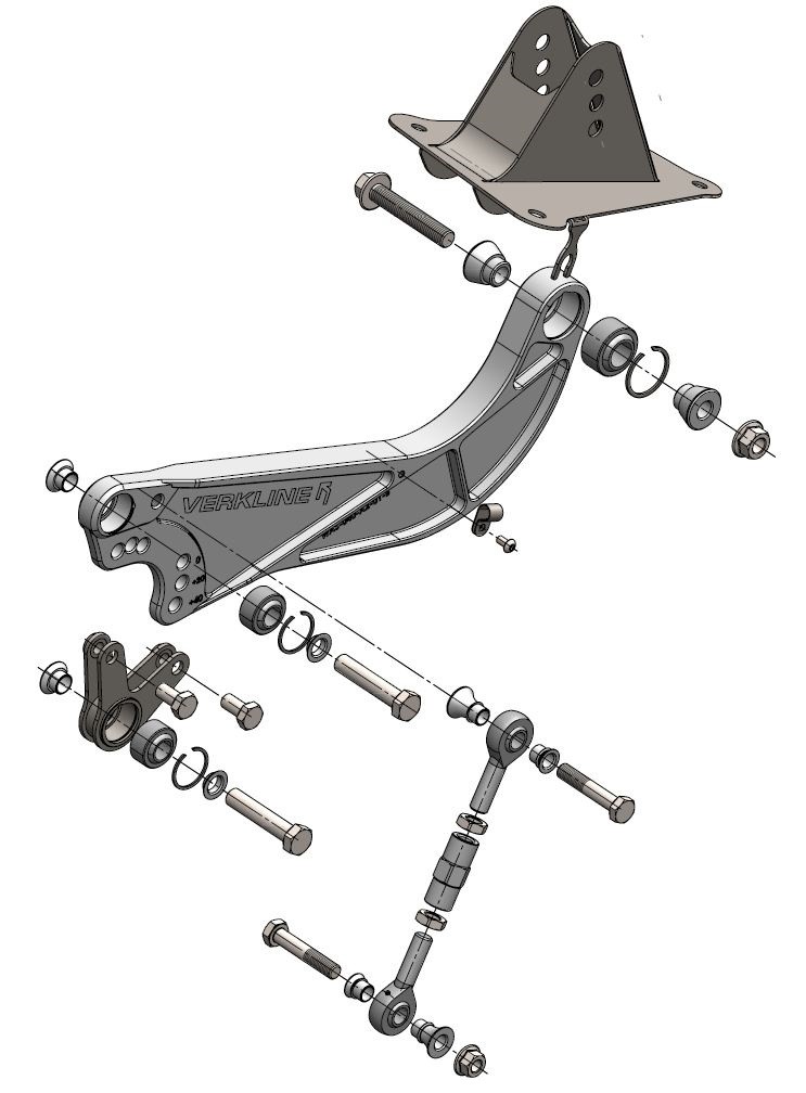 Verkline MK5/6 Golf Adjustable Anti-Squat Billet Rear Trailing Arm with Spherical Bushing