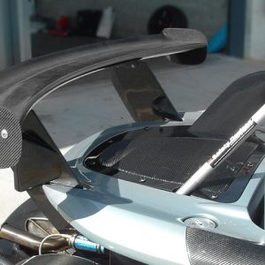 340R, motorsport rear wing curved, carbon, 225mm chord, 1650mm wide, adjustable (fits between reverie supports if you redrill supports with hard pads to suit)