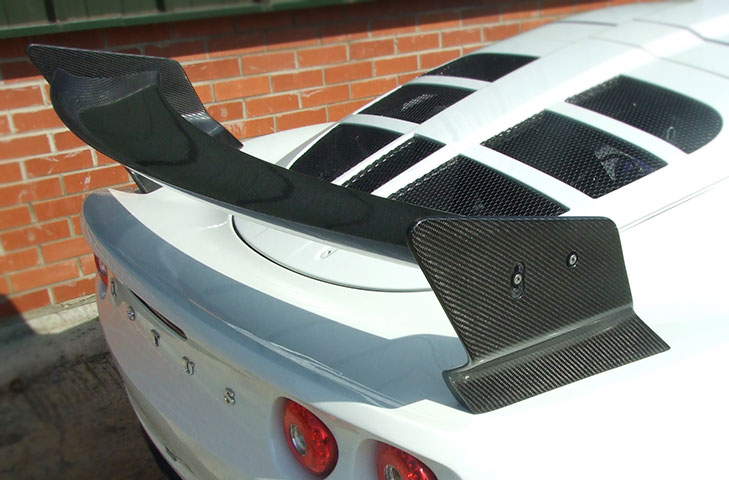 Lotus Exige S2 2010 Motorsport Carbon Rear Wing Kit (Curved) - 225mm Chord, Adjustable - Image 4