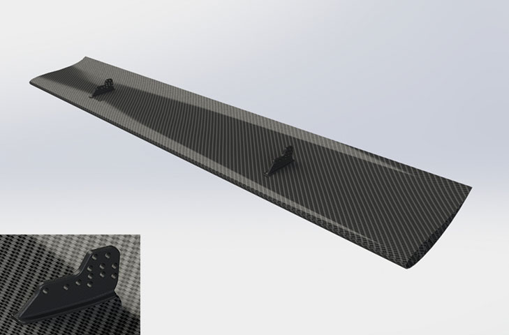 Reverie 310mm Chord Low Drag Top-Mounted Carbon Fibre Rear Wing - Straight