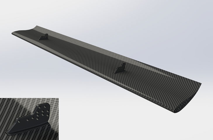 Reverie 310mm Chord High Downforce Top-Mounted Carbon Fibre Rear Wing