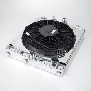 CSF RACE RADIATOR FOR MITSUBISHI EVO 7/8/9 ADJUSTABLE -16 OR SLIP-ON FITTINGS W/ 12-INCH SPAL FAN & SHROUD
